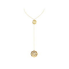 Laser Cut Golden Flower Engravings Lariat