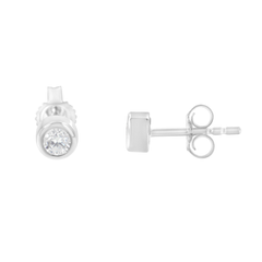 10K White Gold 1/5ct. TDW Diamond Bezel Stud Earrings (H-I,SI2-I1)