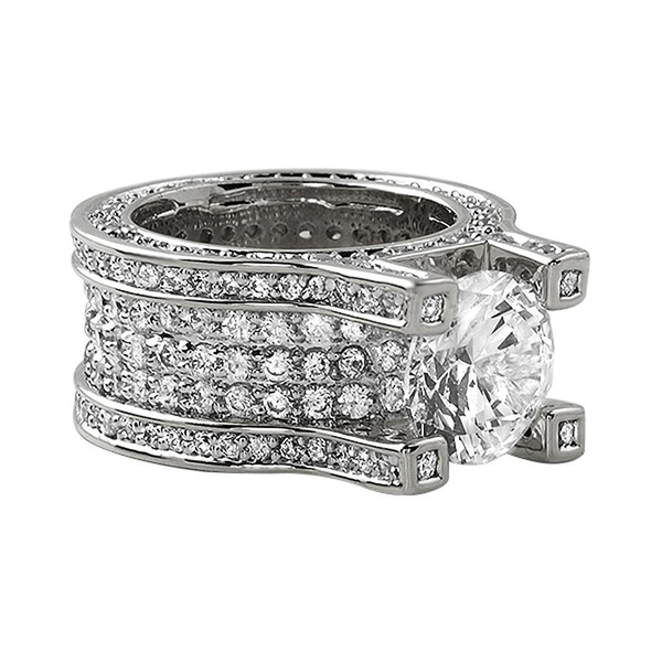 Baller Solitaire Eternity Rhodium CZ Ring