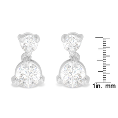 14K White Gold 0.75 CTTW Double Diamond Drop Stud Earrings (H-I, I1-I2)