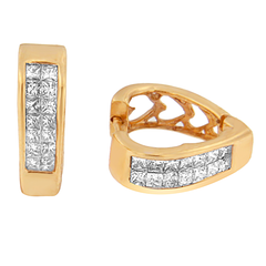 14k Yellow Gold 1/2ct TDW Princess Cut Diamond Heart Silhouette Hoop Earrings (I-J, I2-I3)