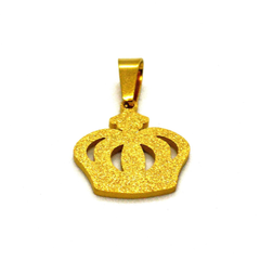 (4-2013-h9-1) Gold Plated Stainless Steel Crown Pendant, 1".
