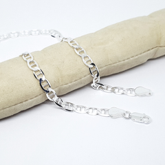 2-0113-h2 Sterling Silver Flat Mariner Link Anklet, 5mm