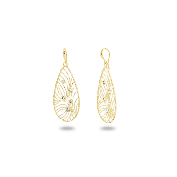 Italian Vermeil Oval-Cut Intricate French Hook Earrings