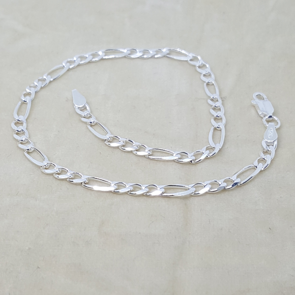 2-0103-h1 Sterling Silver Figaro Link Anklet. 4mm, 10".