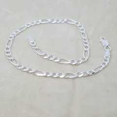 2-0103-h1 Sterling Silver Figaro Link Anklet. 4mm, 10".