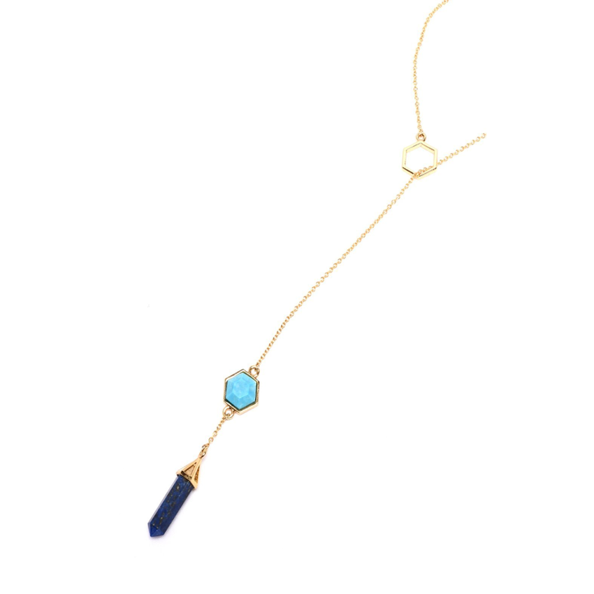Turquoise-Howlite and Lapis Lazuli Ocean Mix Lariat