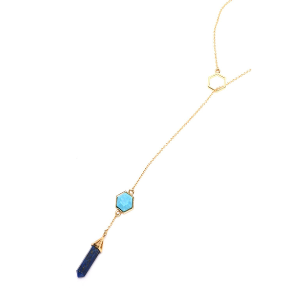 Turquoise-Howlite and Lapis Lazuli Ocean Mix Lariat
