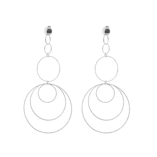 Diamond Cut Sterling Silver Hoop Earrings