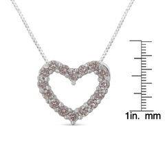 14K White Gold 1/4ct TDW Natural Pink Diamond Heart Pendant Necklace (Pink, I1)
