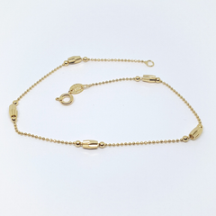 1-0063-h2 Gold filled  Beaded Anklet, 9-3/4"