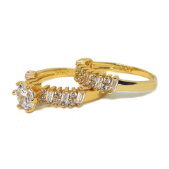 (1-3183-h5) Gold Overlay 2pc Wedding Ring Set.