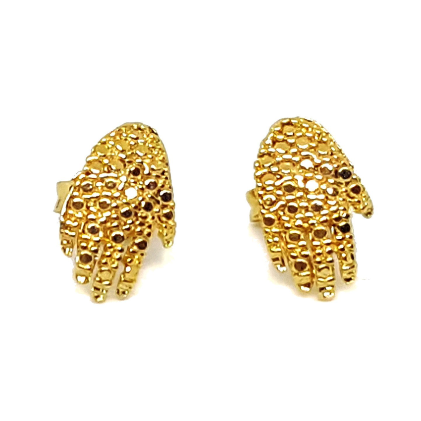 (1-1111-h5) Gold Overlay Healer's Hand Stud Earrings, 10mm.