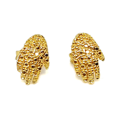 (1-1111-h5) Gold Overlay Healer's Hand Stud Earrings, 10mm.