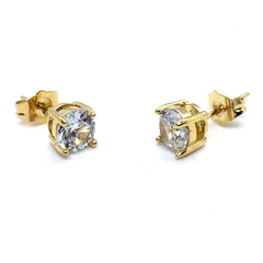 (1-2501-h9) Gold Overlay CZ Stud Earrings.