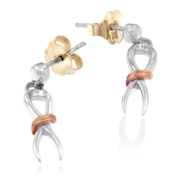 Two-Toned Sterling Silver Ribbon Dangle Earrings