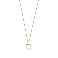 18 Karat Gold Plated CZ Bar and Circle Necklace