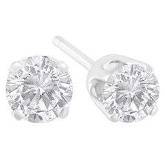 14K White Gold 1.00ct TDW Round-Cut Diamond Solitaire Certified Stud Earrings (H-I, SI2-I1)