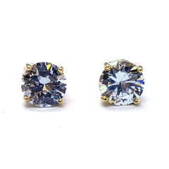 (1-2501-h9) Gold Overlay CZ Stud Earrings.