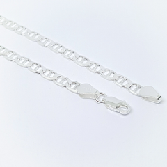 2-0113-h2 Sterling Silver Flat Mariner Link Anklet, 5mm