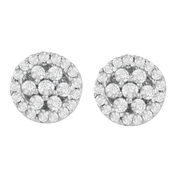 14k White Gold 1/2ct TDW Floral Cluster Diamond Stud Earrings (H-I, I1-I2)