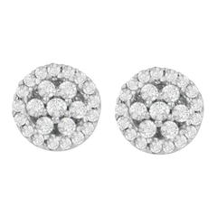 14k White Gold 1/2ct TDW Floral Cluster Diamond Stud Earrings (H-I, I1-I2)