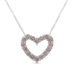 14K White Gold 1/4ct TDW Natural Pink Diamond Heart Pendant Necklace (Pink, I1)