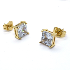 (1-2501-h9) Gold Overlay CZ Stud Earrings.