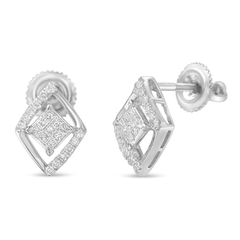 10k White Gold 1/3ct TDW Composite Multi Diamond Stud Earrings (I-J, I1-I2)
