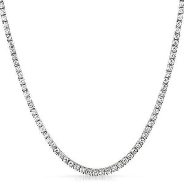 3MM 1 Row CZ Rhodium Tennis Chain