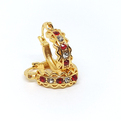 1-2623-h2 Gold Overlay Wavy Design Hoop with Crystals. (3 colors available)