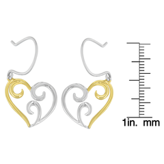 10K Yellow Gold Heart Dangle Earrings