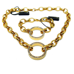 (4-7039-h5) Stainless Steel Crystals Ring Set for Women. (2 finishes available).