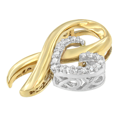 10k Yellow Gold and Sterling Silver 1/10 CTTW Round Cut Diamond Heart Fashion Pendant Necklace (H-I, I1-I2)