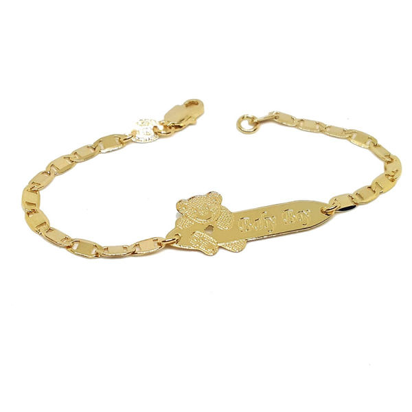 (1-0967-h5) Gold Filled Baby Bracelet with Bear, 6"