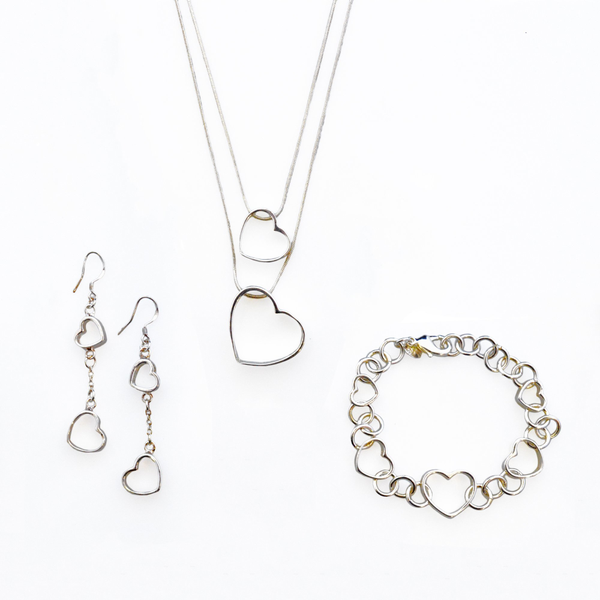 Linked Hearts Sterling Silver Earrings