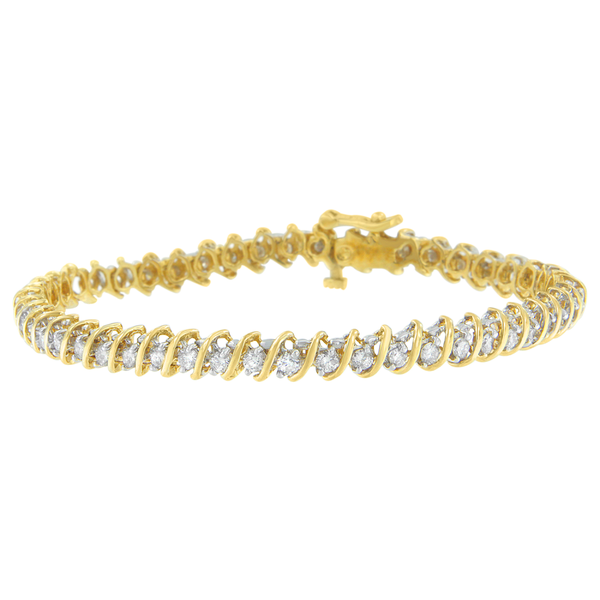 18K Yellow Gold 2ct. TDW Diamond Spiral Link Bracelet (I-J, I1-I2)
