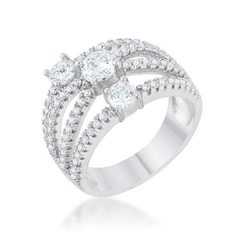 Geometric Beatrice 1.8ct CZ Rhodium Statement Ring