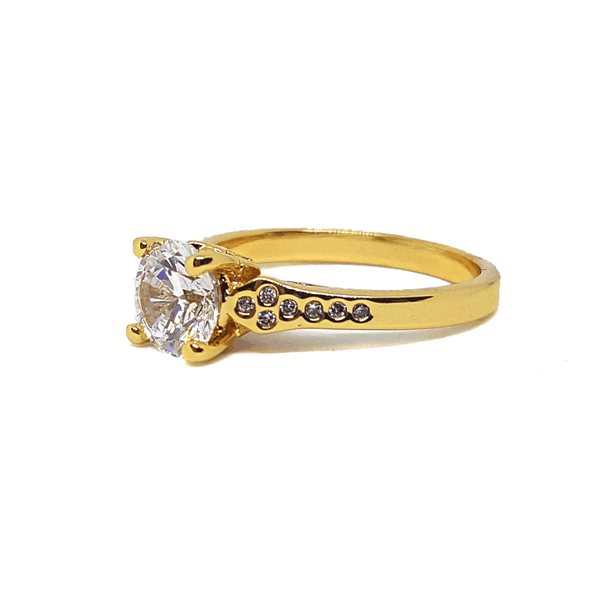 (1-3104-H6-1) 18kt Gold Overlay CZ Solitaire Ring.