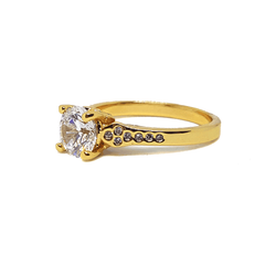 (1-3104-H6-1) 18kt Gold Overlay CZ Solitaire Ring.