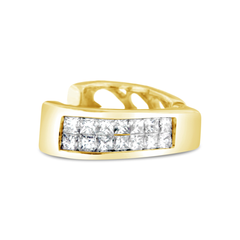 14k Yellow Gold 1/2ct TDW Princess Cut Diamond Heart Silhouette Hoop Earrings (I-J, I2-I3)