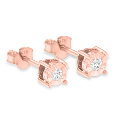 10k Rose Gold-Plated Sterling Silver .20ct. TDW Round-Cut Diamond Stud Earrings (J-K, I2-I3)