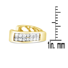 14k Yellow Gold 1/2ct TDW Princess Cut Diamond Heart Silhouette Hoop Earrings (I-J, I2-I3)