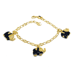 (1-0560-h7) Gold Overlay Elephants Bracelet, 7-1/2".