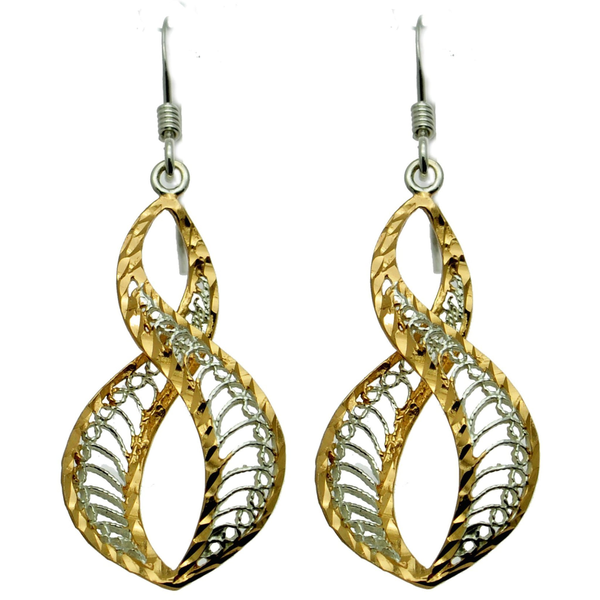 Delicate Silver and Gold Dangle Filigree Earrings