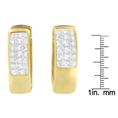 14K Yellow Gold 1/3ct. TDW Princess and Round-cut Diamond Hoop Earrings(H-I,VS1-VS2)