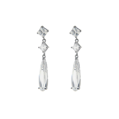Gunmetal Sterling Silver Bridal Baguette Earrings , 1.5