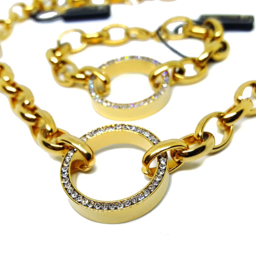 (4-7039-h5) Stainless Steel Crystals Ring Set for Women. (2 finishes available).