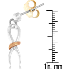 Two-Toned Sterling Silver Ribbon Dangle Earrings