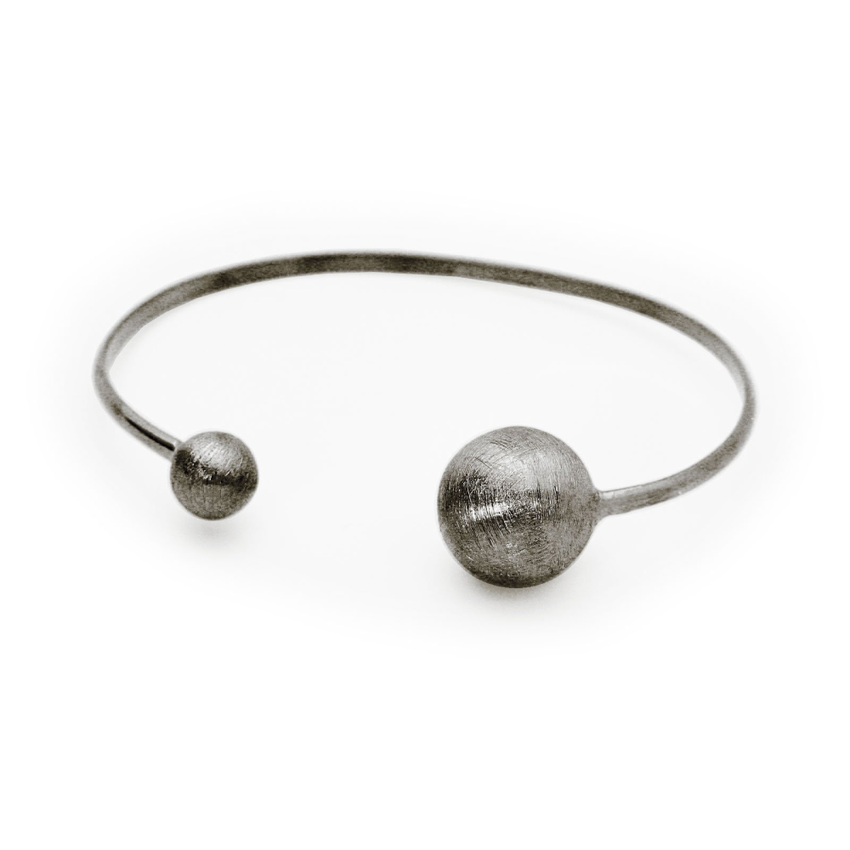 Black Satin Globes Cuff Bangle
